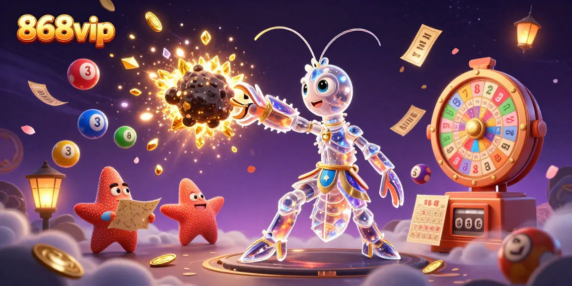 Engage in exciting gambling action with 868vip as a galactic samurai mantis shrimp breaks rocks for treasures.
