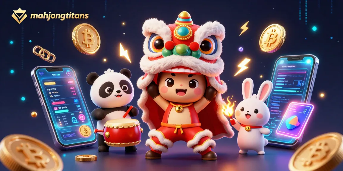 Experience mahjongtitans excitement with a vibrant scene of characters and cryptocurrencies in a thrilling digital casino.