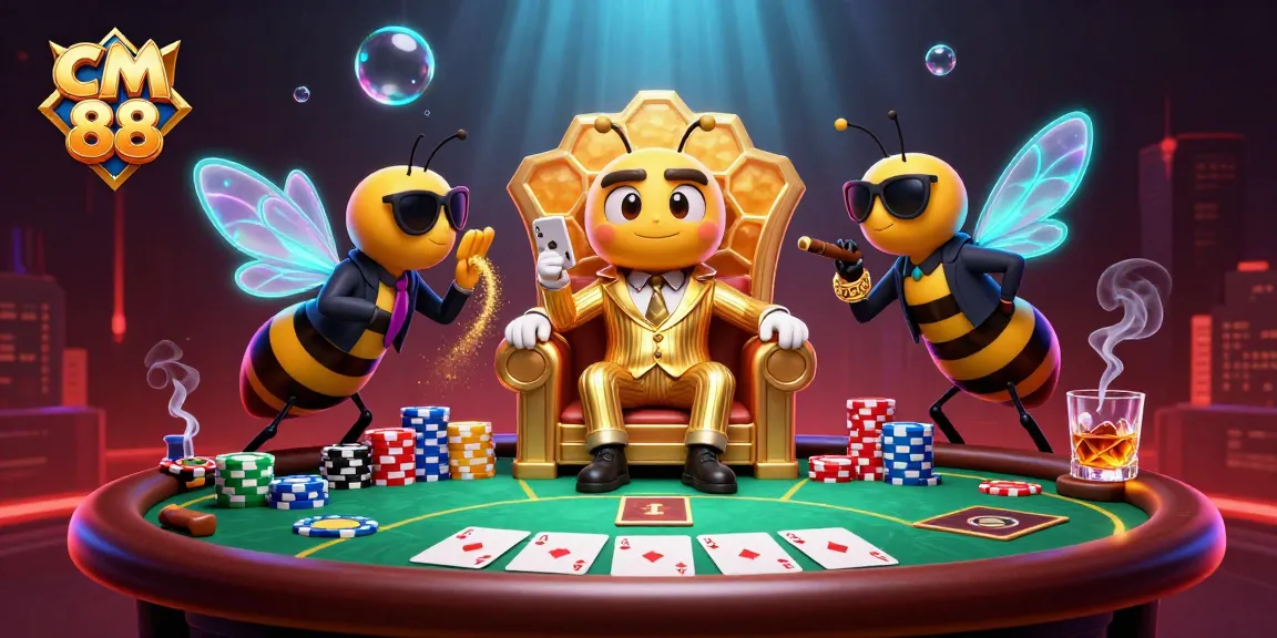 Engage with cm 88's vibrant poker scene featuring a bumblebee mob boss and rich casino elements.