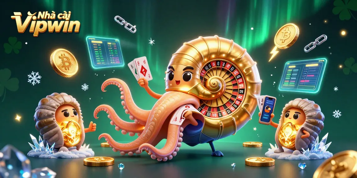 Experience thrilling gaming at Nhà cái Vipwin with a colorful 3D cartoon casino illustration showcasing vibrant elements.