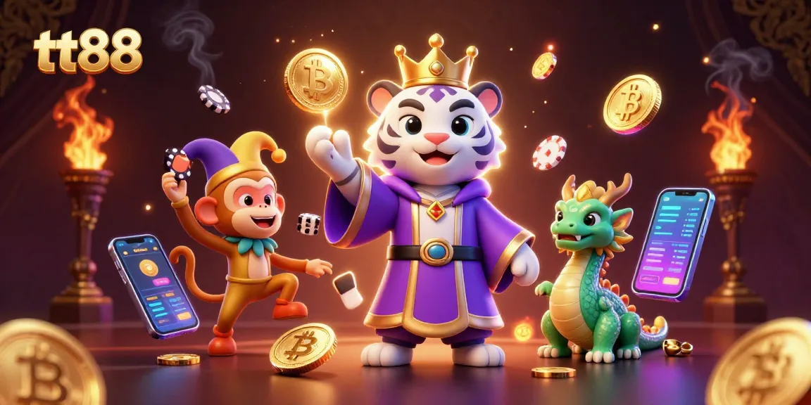 Transform your gaming experience at tt88 with an enchanting 3D illustration showcasing an elegant tiger and lively characters.