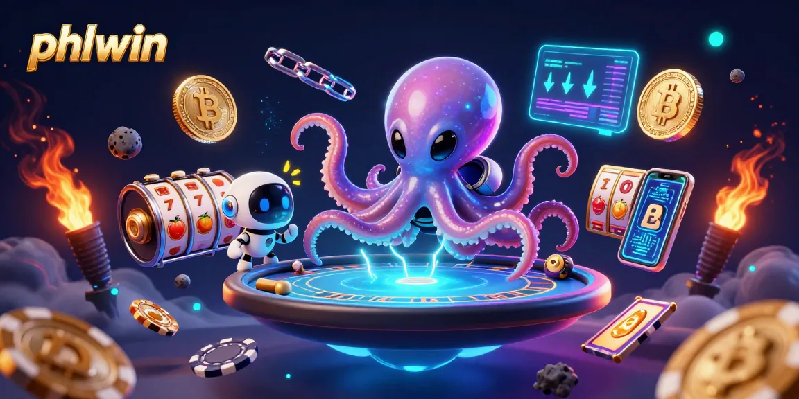Experience thrilling gaming at phlwin where an alien octopus operates a glamorous poker table.