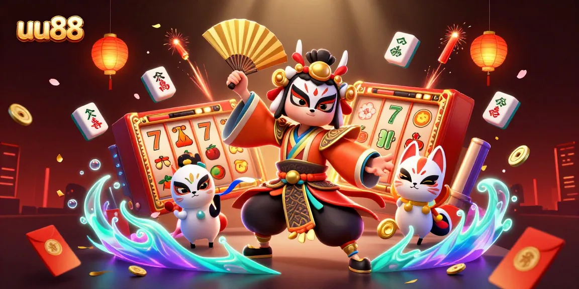 Spin jackpot reels with uu88 characters in a vibrant, 3D casino illustration full of excitement.