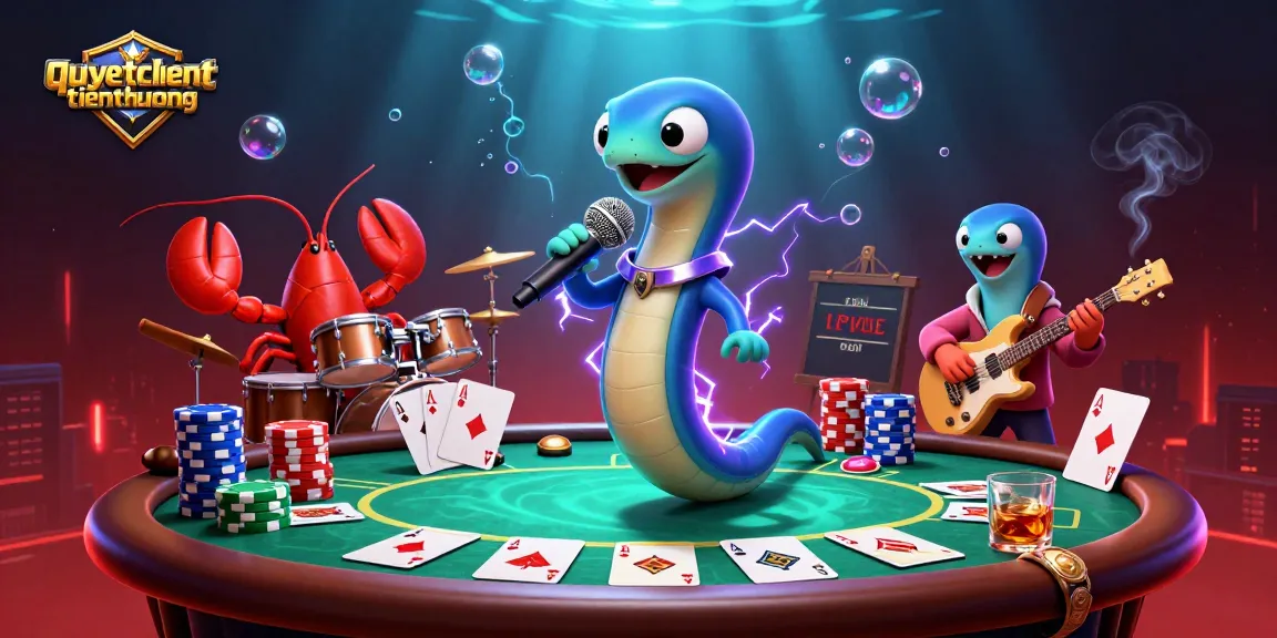 Spin the reels in a vibrant underwater casino scene featuring quyetchientienthuong with electric eel DJ and band.
